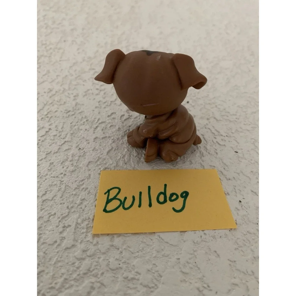 Littlest Pet Shop LPS Retired Bulldog #881 Brown  with Purple Eyes Hasbro